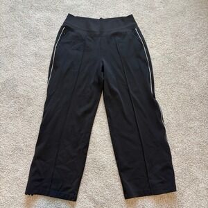 Athleta Venice High Rise Wide Leg Pants Womens XL Black Track Stripe Trouser